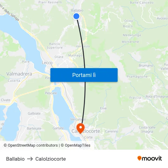 Ballabio to Calolziocorte map