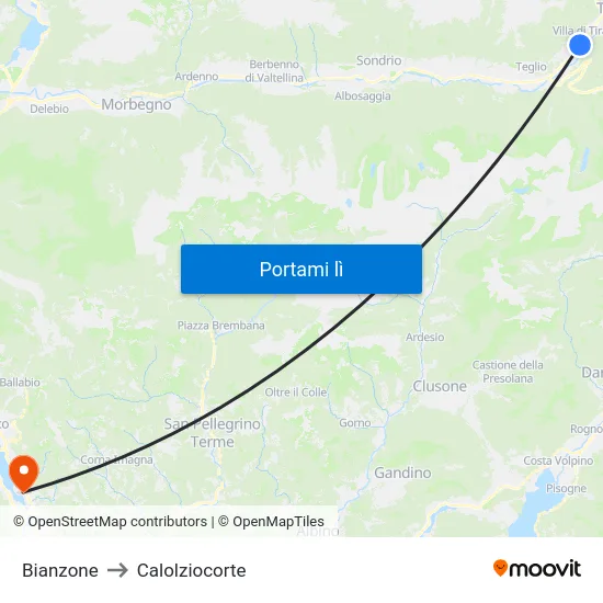 Bianzone to Calolziocorte map