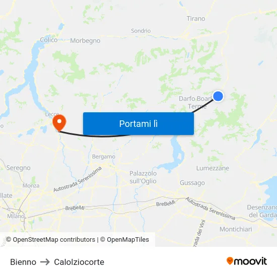 Bienno to Calolziocorte map