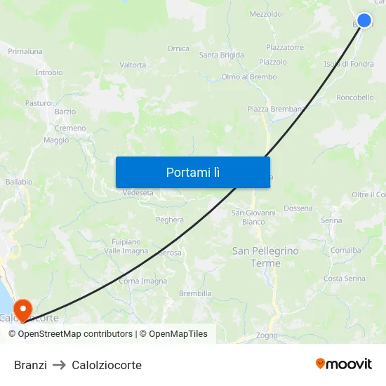 Branzi to Calolziocorte map