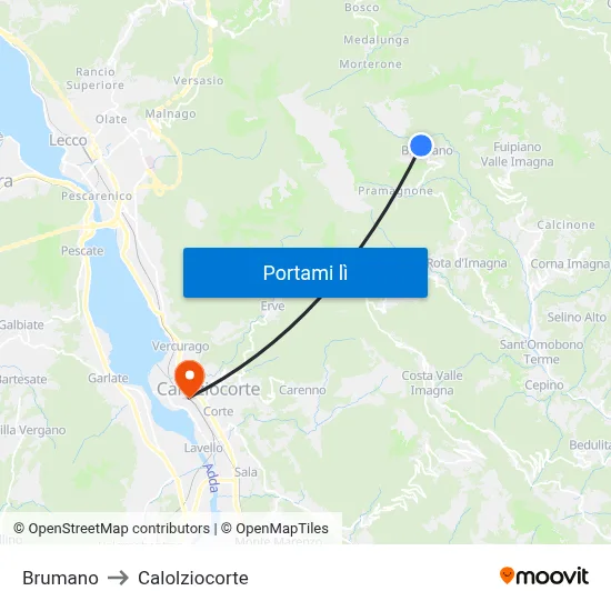 Brumano to Calolziocorte map
