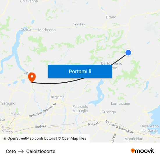 Ceto to Calolziocorte map