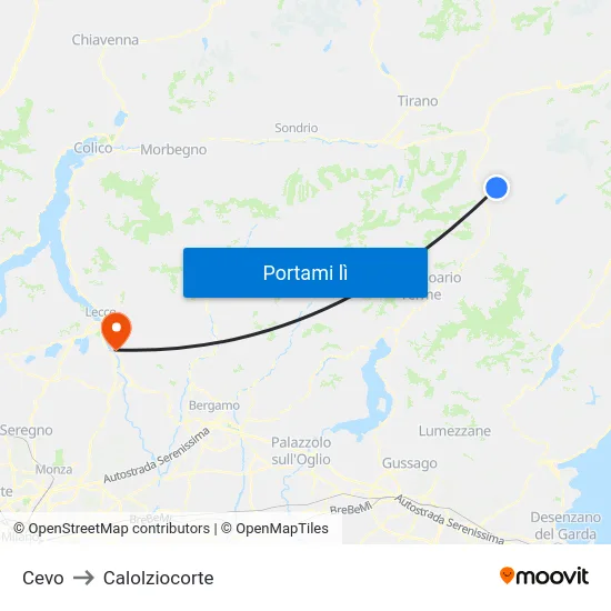 Cevo to Calolziocorte map