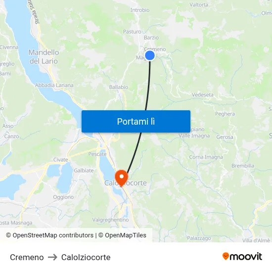 Cremeno to Calolziocorte map