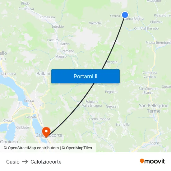 Cusio to Calolziocorte map