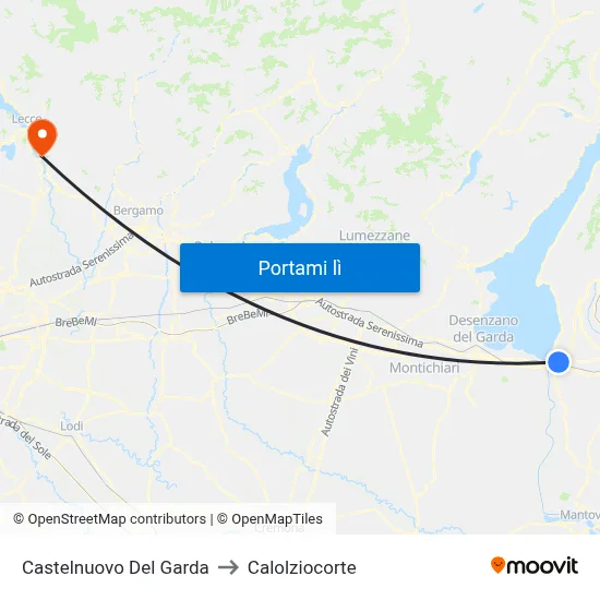 Castelnuovo Del Garda to Calolziocorte map