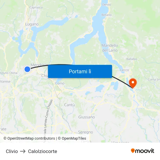 Clivio to Calolziocorte map