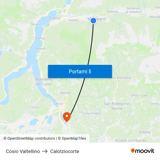 Cosio Valtellino to Calolziocorte map