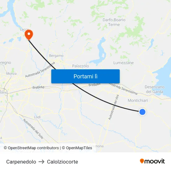 Carpenedolo to Calolziocorte map