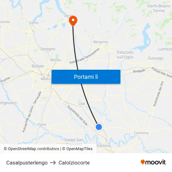 Casalpusterlengo to Calolziocorte map