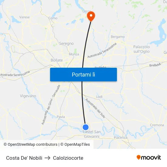 Costa De' Nobili to Calolziocorte map