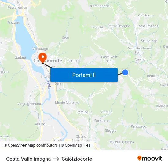 Costa Valle Imagna to Calolziocorte map