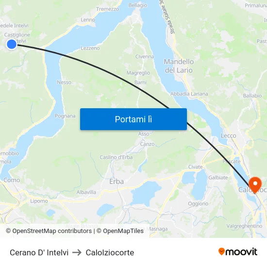 Cerano D' Intelvi to Calolziocorte map