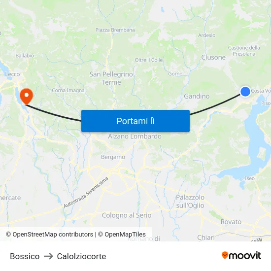 Bossico to Calolziocorte map