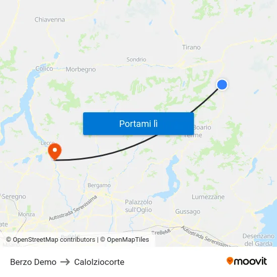 Berzo Demo to Calolziocorte map