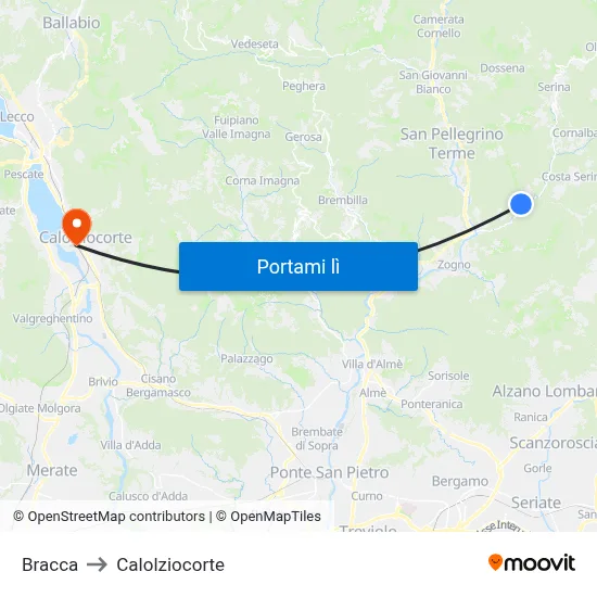 Bracca to Calolziocorte map