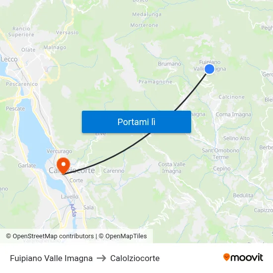 Fuipiano Valle Imagna to Calolziocorte map