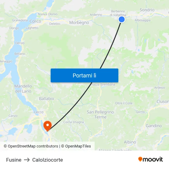 Fusine to Calolziocorte map