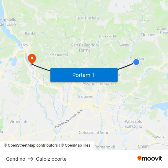 Gandino to Calolziocorte map