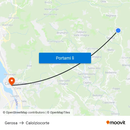 Gerosa to Calolziocorte map