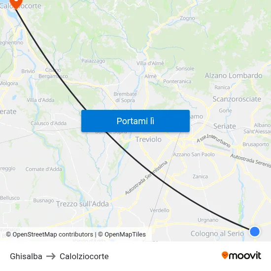 Ghisalba to Calolziocorte map