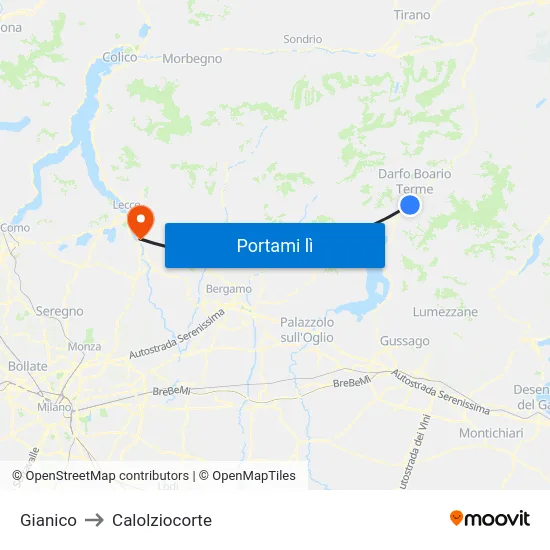 Gianico to Calolziocorte map