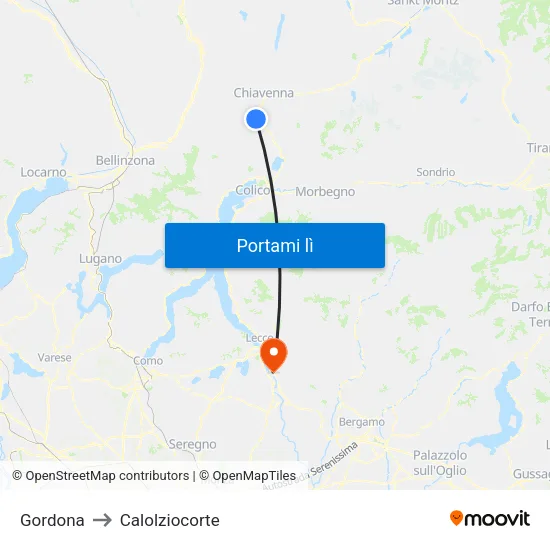 Gordona to Calolziocorte map