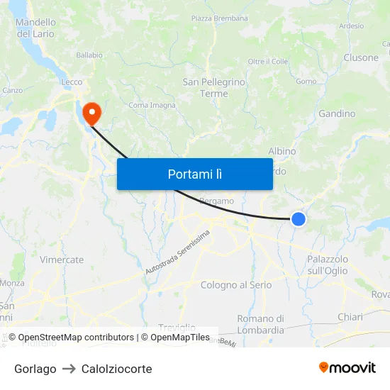 Gorlago to Calolziocorte map
