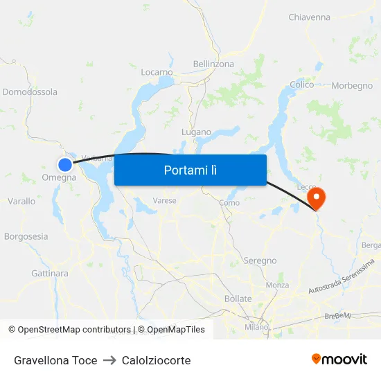 Gravellona Toce to Calolziocorte map