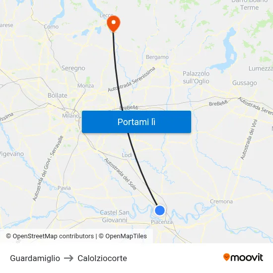 Guardamiglio to Calolziocorte map