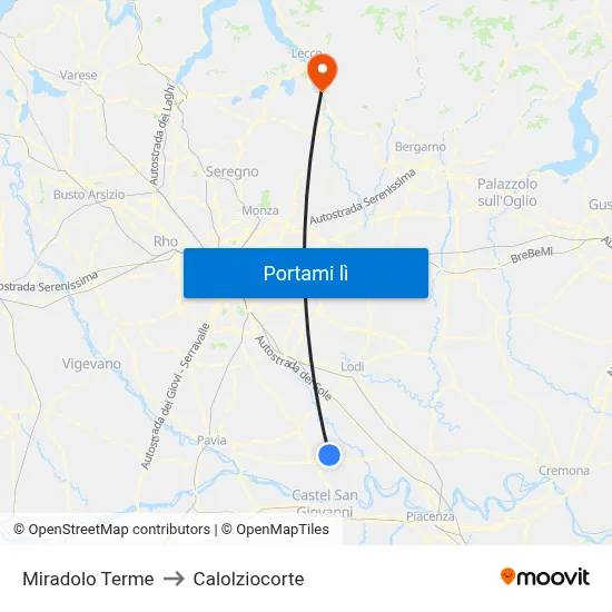 Miradolo Terme to Calolziocorte map