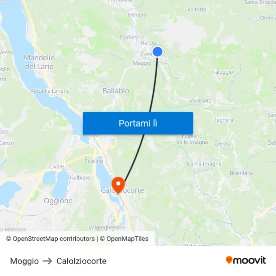 Moggio to Calolziocorte map