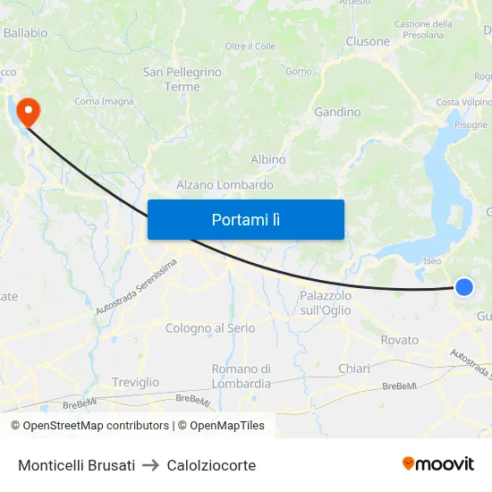 Monticelli Brusati to Calolziocorte map