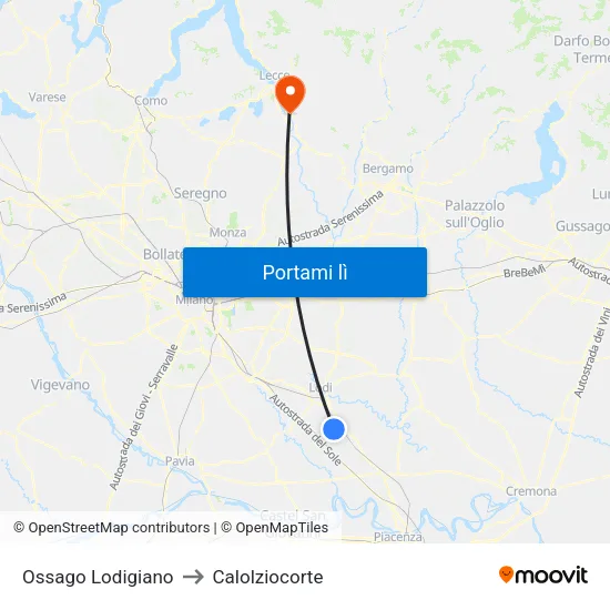 Ossago Lodigiano to Calolziocorte map