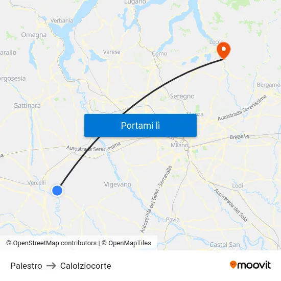 Palestro to Calolziocorte map