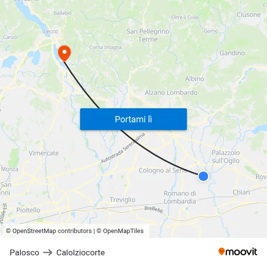 Palosco to Calolziocorte map
