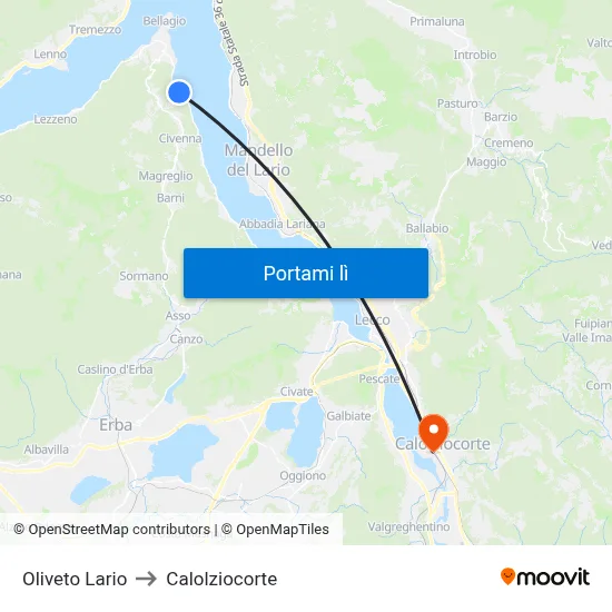 Oliveto Lario to Calolziocorte map