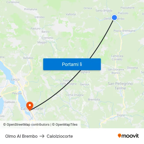Olmo Al Brembo to Calolziocorte map