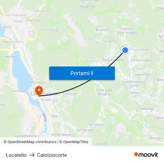 Locatello to Calolziocorte map
