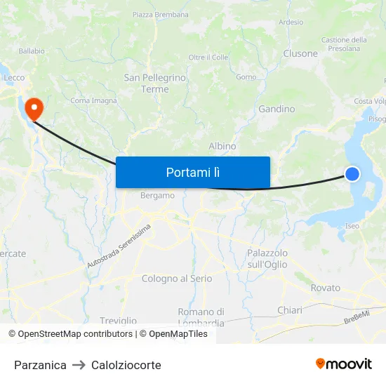 Parzanica to Calolziocorte map