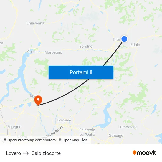 Lovero to Calolziocorte map