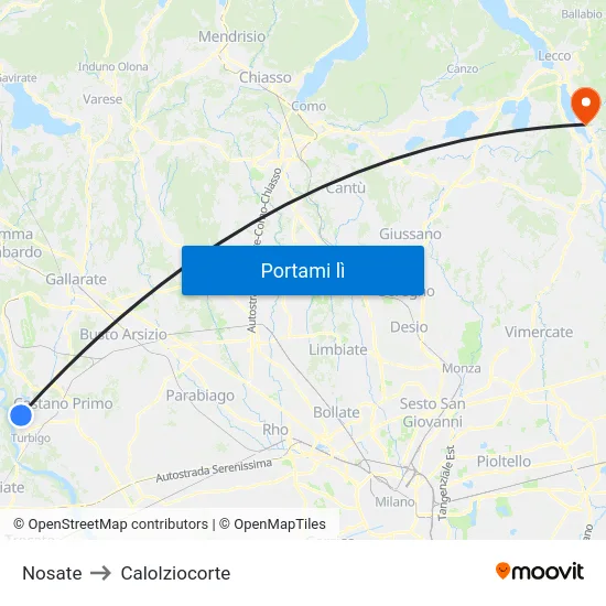 Nosate to Calolziocorte map