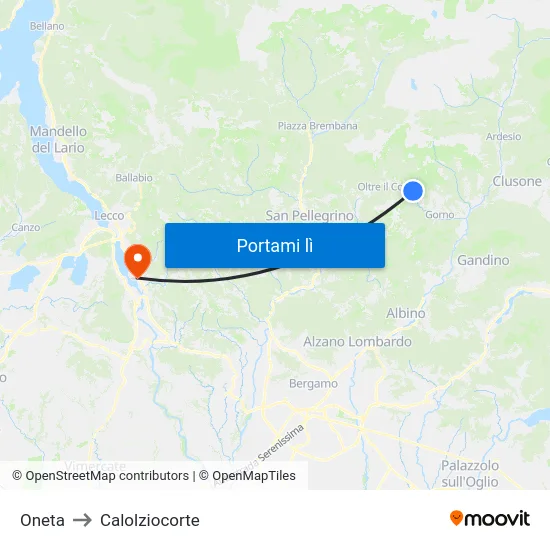 Oneta to Calolziocorte map