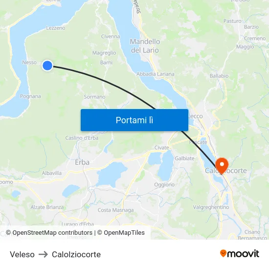 Veleso to Calolziocorte map