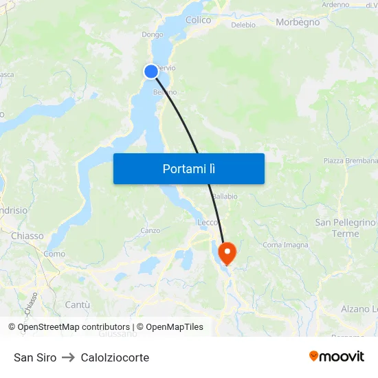 San Siro to Calolziocorte map