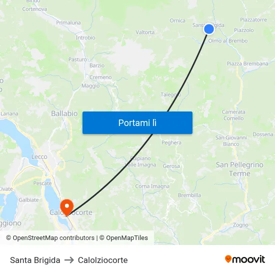 Santa Brigida to Calolziocorte map