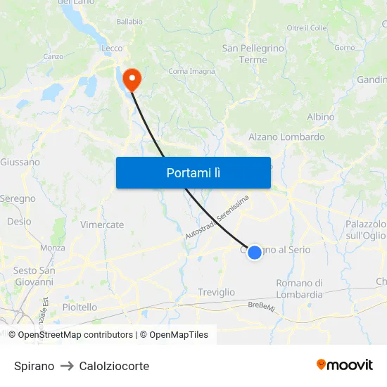 Spirano to Calolziocorte map