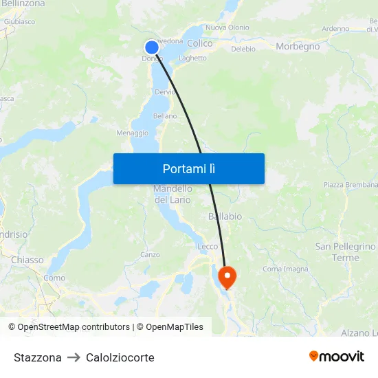 Stazzona to Calolziocorte map