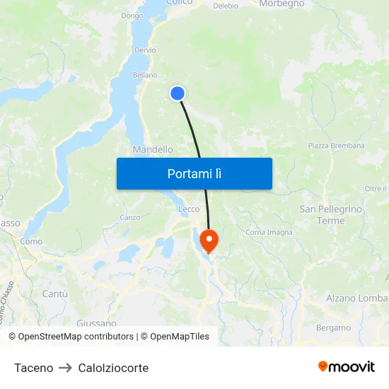 Taceno to Calolziocorte map