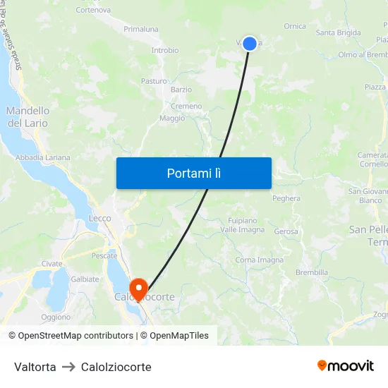Valtorta to Calolziocorte map